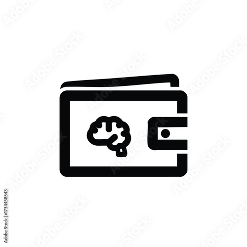 Minimalist Wallet with Brain Symbol Representing Financial or Cognitive Concepts