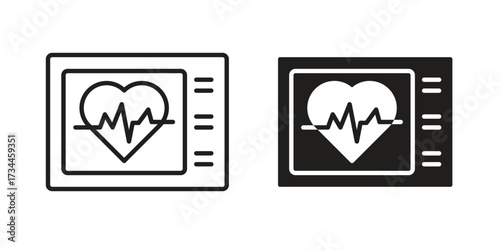 Heart rate monitor icons simple vector set. logo sign symbol set