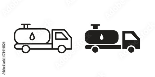 Fuel truck icons simple vector set. logo sign symbol set
