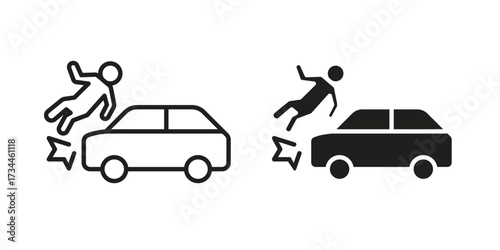 Frontal crash icons simple vector set. logo sign symbol set