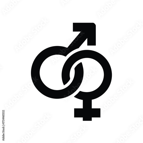 Interconnected Gender Symbols with Arrow and Cross Representing Unity and Diversity in Society