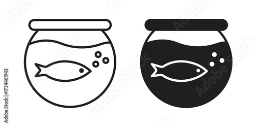 Fish bowl icons simple vector set. logo sign symbol set