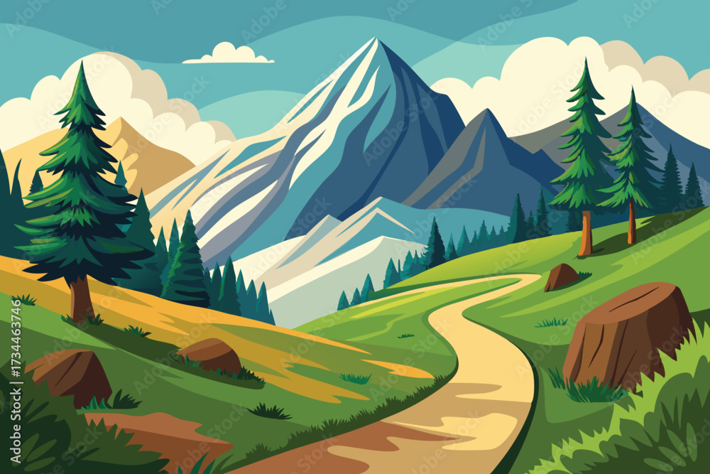 Fototapeta premium landscape with mountains vector illustration