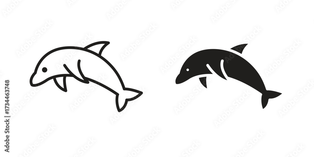 Fototapeta premium Dolphin icons simple vector set. logo sign symbol set