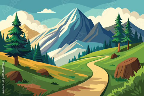 landscape with mountains vector illustration