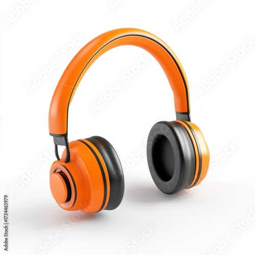 Orange headphones on white background (1)