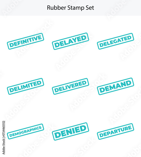 Cuadro en lienzo Rubber Stamp Set Isolated on White Background with Various Words and Teal Accent