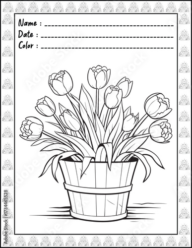Bold and Easy Easter Coloring Page & Book for Adults and Kid. High resolution (300 DPI), Ready to print on standard 8.5x11-(A4) inch paper With (No Bleed), Black and White. Vector illustration
