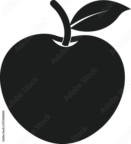 : Peach Fruit Silhouette Vector Design Illustration.
