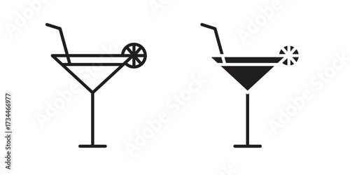 Cocktail icons simple vector set. logo sign symbol set