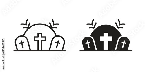 Cemetery icons simple vector set. logo sign symbol set