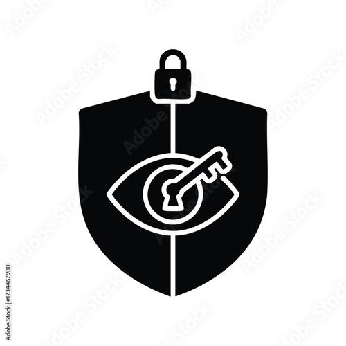 Shield with eye and key symbol representing security, protection, and access control in digital or physical environments