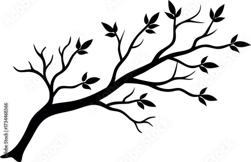 tree branch silhouette vector, tree branch black symbol