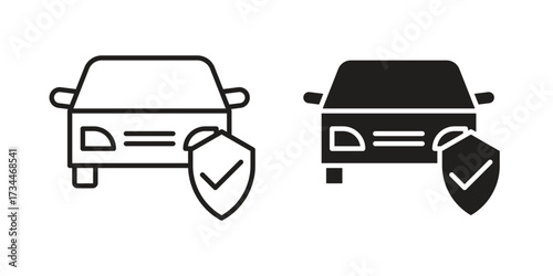 Car insurance icons simple vector set. logo sign symbol set