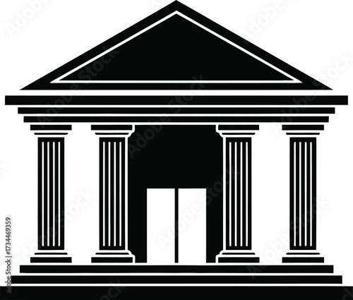 Classic building icon with columns and pediment
