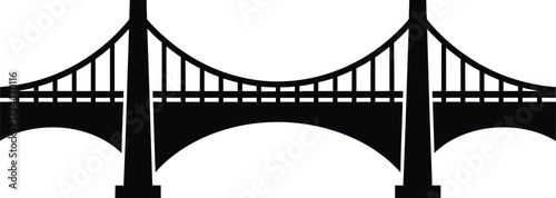 Classic suspension bridge silhouette icon