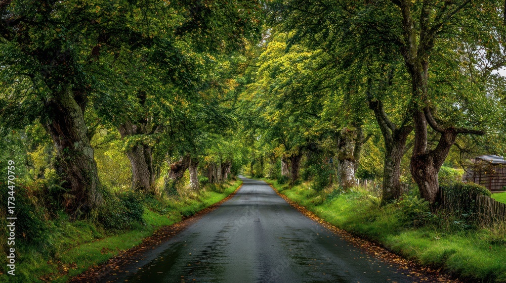 Obraz premium Trees lined roadway