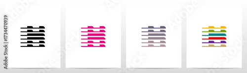 Horizontal Lines Window Blinds Letter Initial Logo Design H
