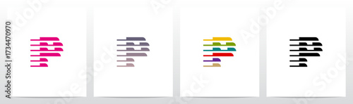 Horizontal Lines Window Blinds Letter Initial Logo Design P