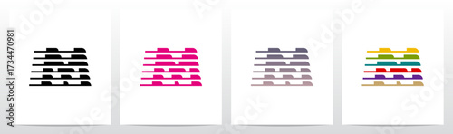 Horizontal Lines Window Blinds Letter Initial Logo Design M