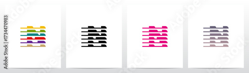 Horizontal Lines Window Blinds Letter Initial Logo Design N