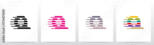 Horizontal Lines Window Blinds Letter Initial Logo Design Q