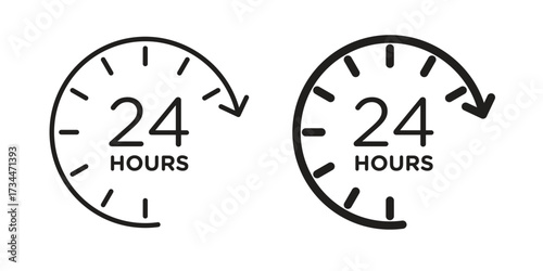 24 hours icons simple vector set. logo sign symbol set