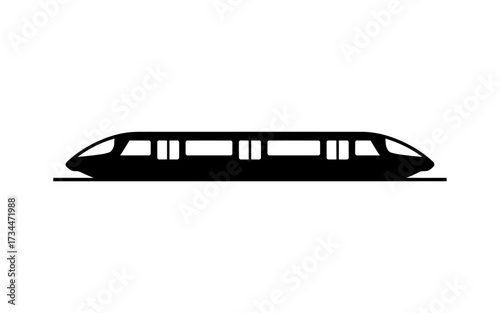 Futuristic high speed train in black and white for transportation concept