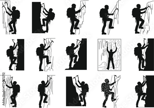 climbing, rock, mountaineering, adventure, outdoors, silhouette, mountain, hiking, trekking, sport, fitness, challenge, exploration, expedition, backpack, rope, gear, strength, endurance, victory