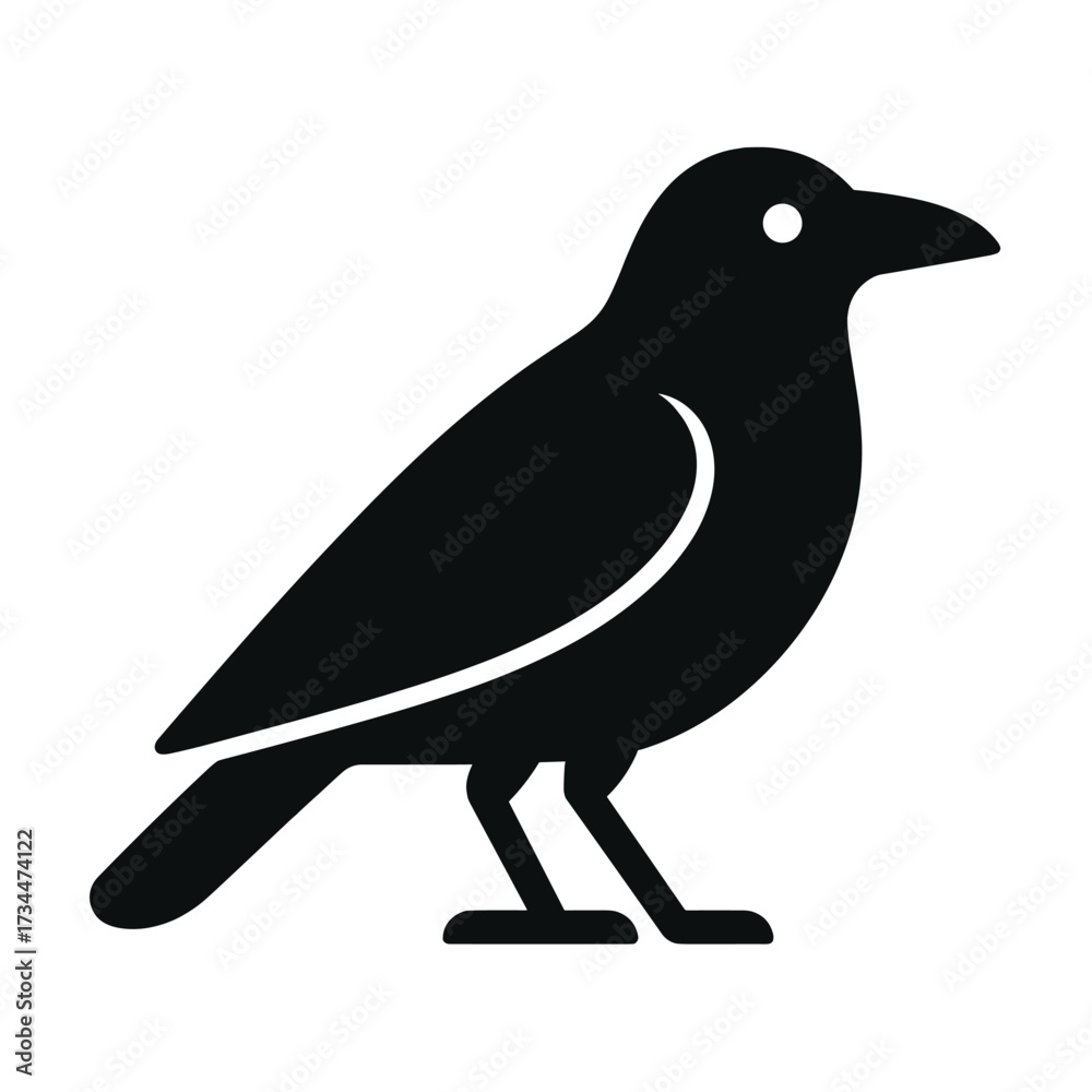 Fototapeta premium Minimalist black raven illustration with outstretched wings