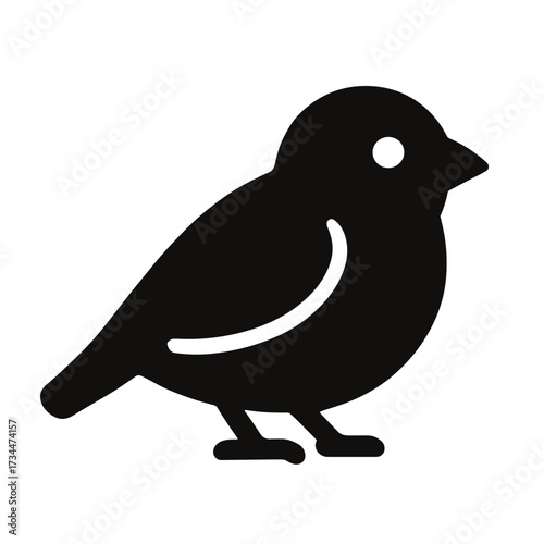 Silhouette of a bird icon in black and white