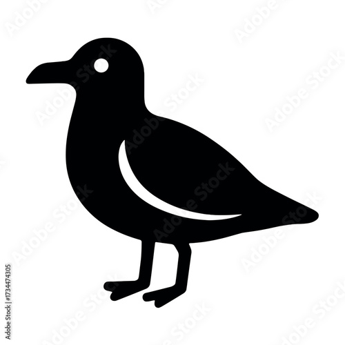 Silhouette of a standing bird with open beak and raised crest