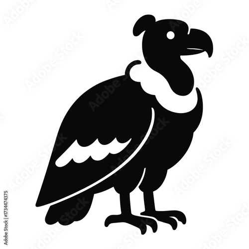 Silhouette illustration of a vulture with bold features and prominent beak