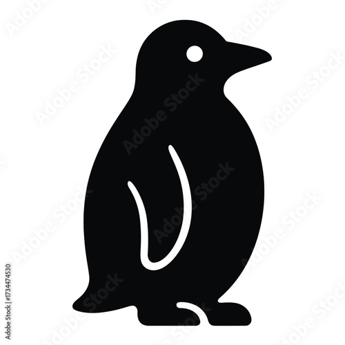Silhouette of penguin illustration in minimalist black and white