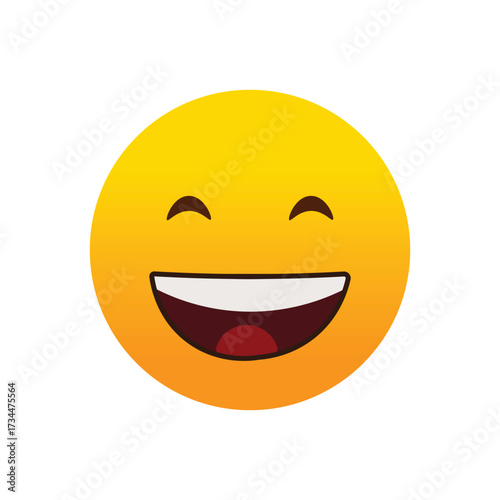 Cartoon Laughing Face Emoticon Vector: Business Success & Market Gains