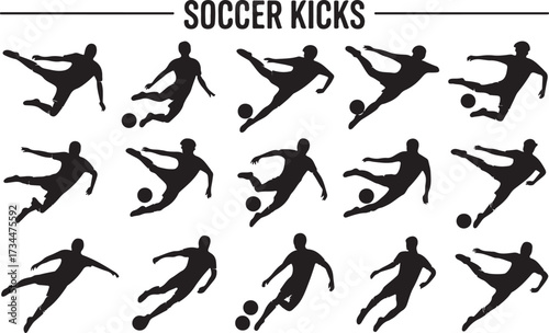 Soccer kick silhouette vector on white background