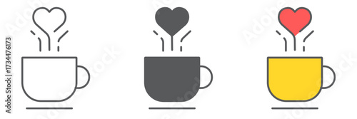 Lovely cup icon, valentine and holiday, coffee sign, vector graphics, a linear pattern on a white background, editable stroke.