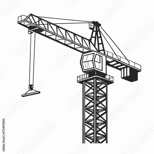 Construction crane, heavy machinery, industrial equipment, and architectural engineering structures for heavy lifting operations