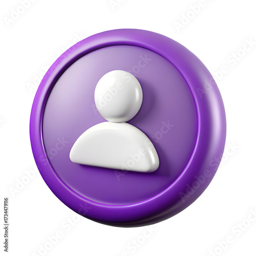 3d rendered purple user icon with silhouette of a person