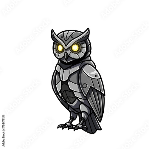 Wise owl statue with glowing eyes, a symbol of knowledge and wisdom