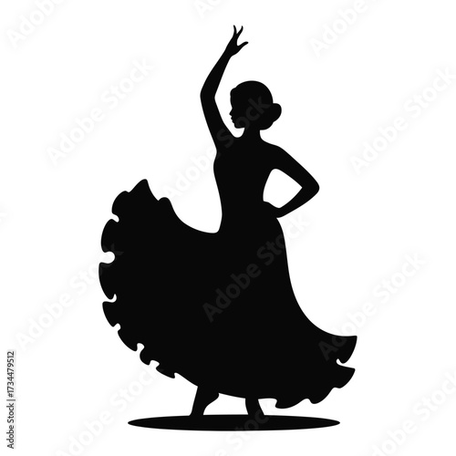 Silhouette of a flamenco dancer in motion