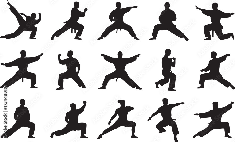 Obraz premium Judo throw silhouette vector on white background