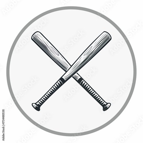 Vector illustration of two crossed baseball bats forming a flag shape, symbol of sport and competition