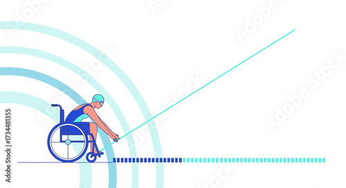 Illustration depicting athlete with disability pushing towards progress and success