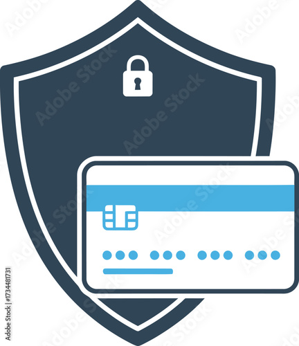 Secure Financial Transaction: Credit Card with Shield and Lock for Payment Protection Vector