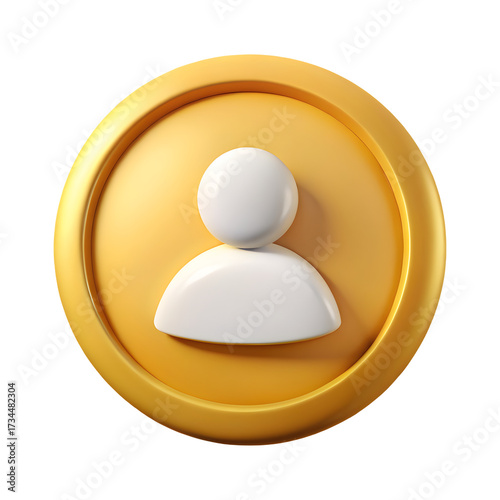 Golden coin with stylized human icon symbolizing user profile or account