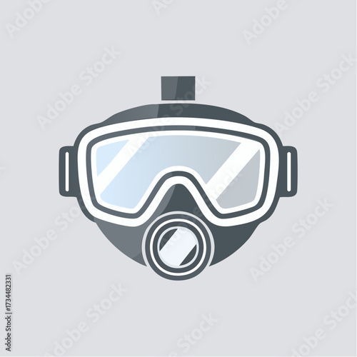 Protective respirator mask icon with a safety flag concept, a vector illustration for industrial protection and hazardous material warnings