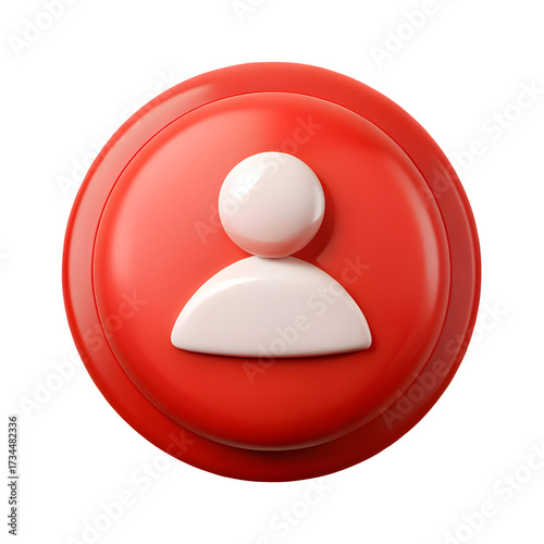 Red circular icon with white silhouette of a person