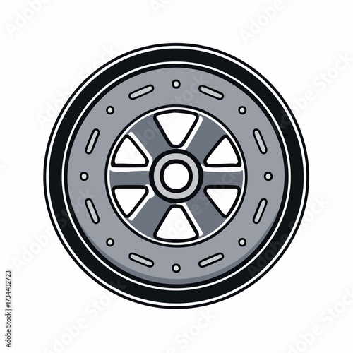 Race Flag Vector Sleek Gray Wheel for Car Enthusiasts and Vector Design