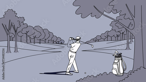 Precision Putting Scene on a Lush Green Under Sunset